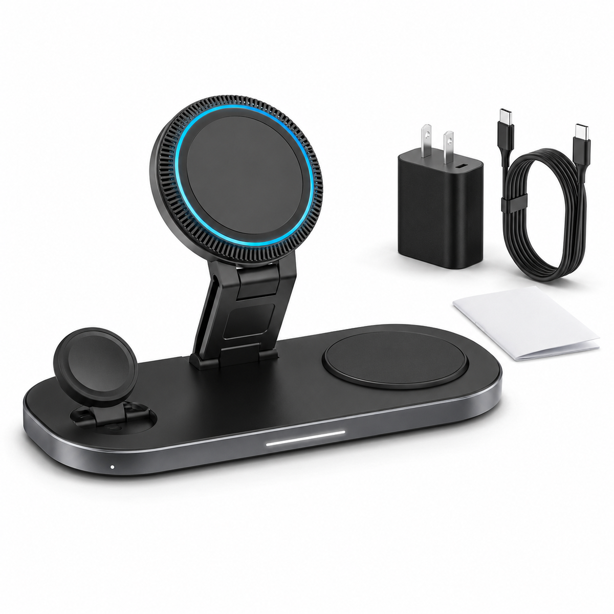 Qi2.2 25W 3 in 1 Wireless Charger for iPhone Apple Watch AirPods with Cooling Fan and 45W Adapter