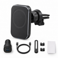 25W Qi2 Magnetic Car Charger Mount with Active Cooling, Vent Clip and 60W Adapter for iPhone 12-17