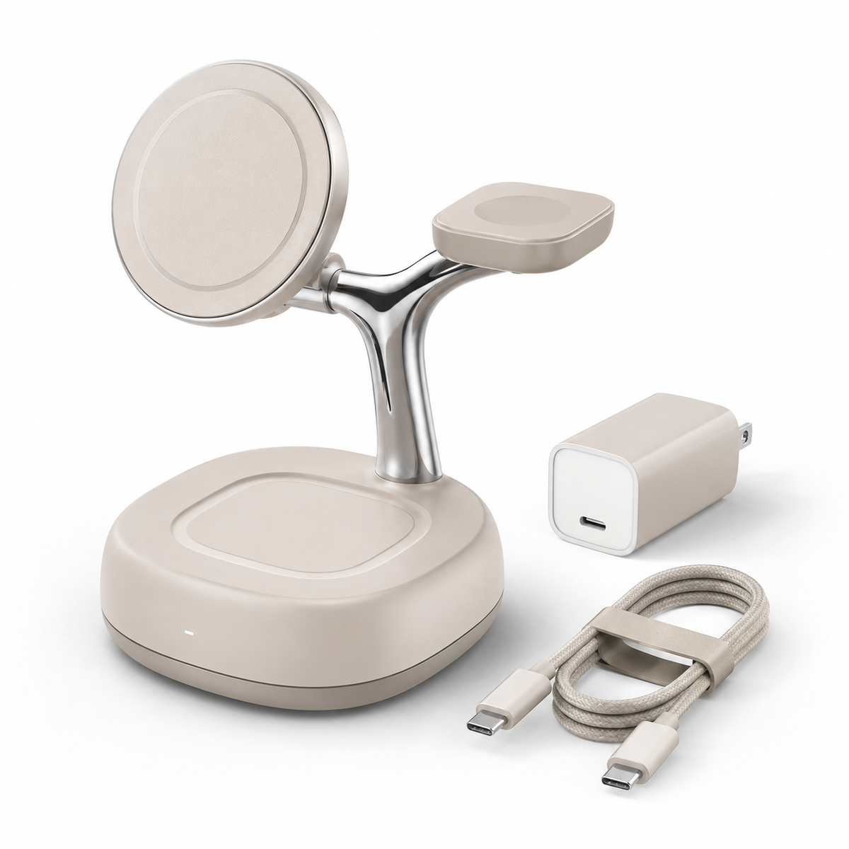Qi2.2 25W 3 in 1 Magnetic Wireless Charging Station with 45W Adapter Sand