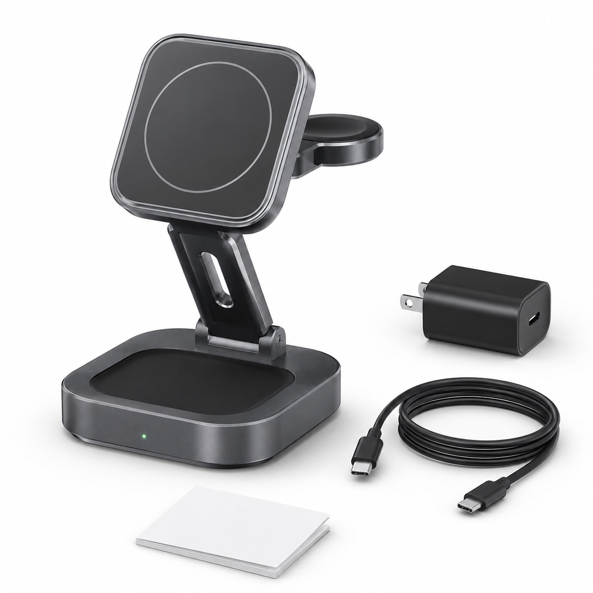 3-in-1 Foldable Magnetic Wireless Charger with 20W Adapter for iPhone, Apple Watch and AirPods