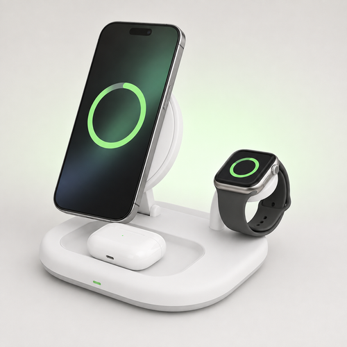 15W Qi2 3-in-1 Foldable Wireless Charger with 36W Adapter for iPhone, Watch and AirPods