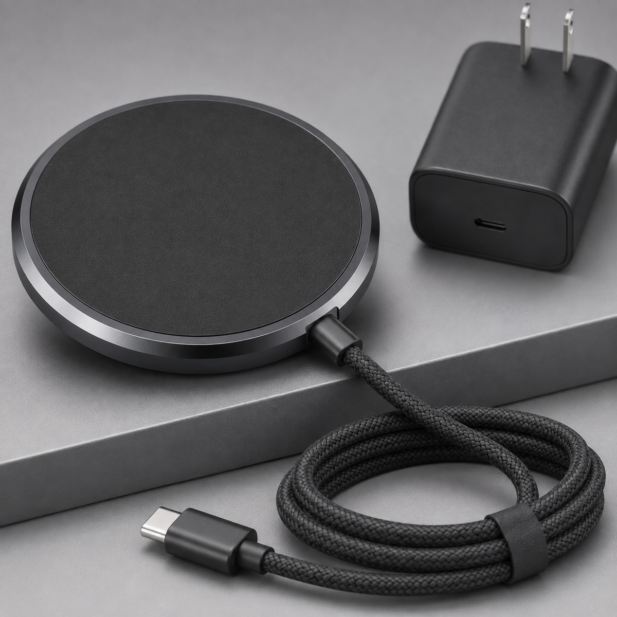 Qi2 Magnetic Wireless Charger with 45W USB C Power Adapter Dark Gray