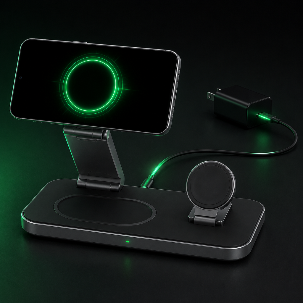 Qi2 25W 3 in 1 Magnetic Charging Station for Samsung Galaxy Watch and Buds with 35W Adapter