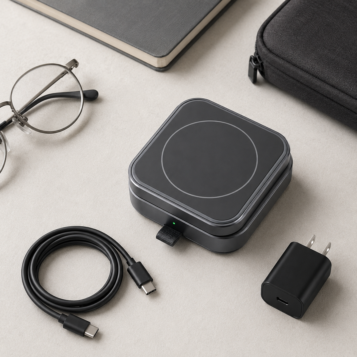 3-in-1 Foldable Magnetic Wireless Charger with 20W Adapter for iPhone, Apple Watch and AirPods