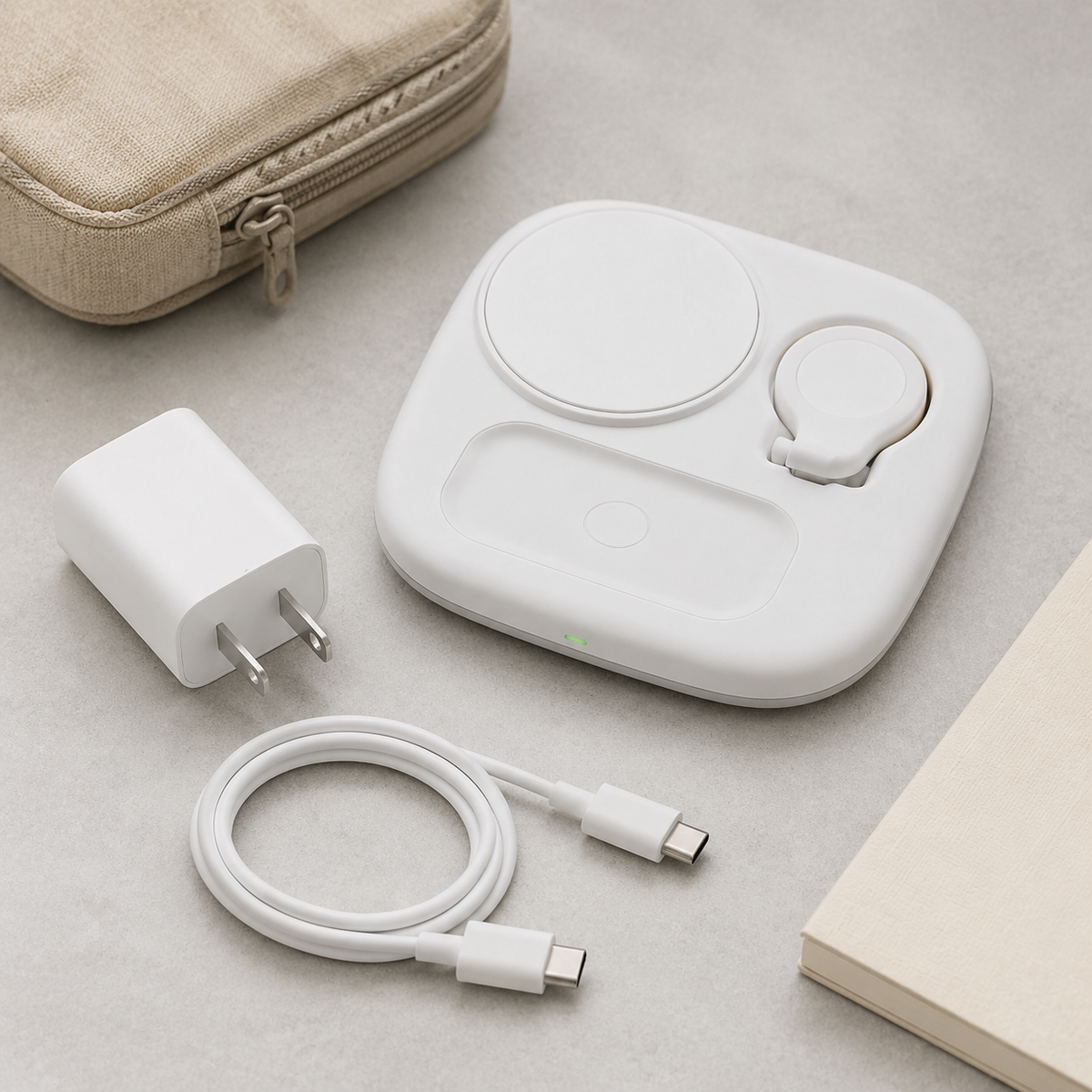 15W Qi2 3-in-1 Foldable Wireless Charger with 36W Adapter for iPhone, Watch and AirPods
