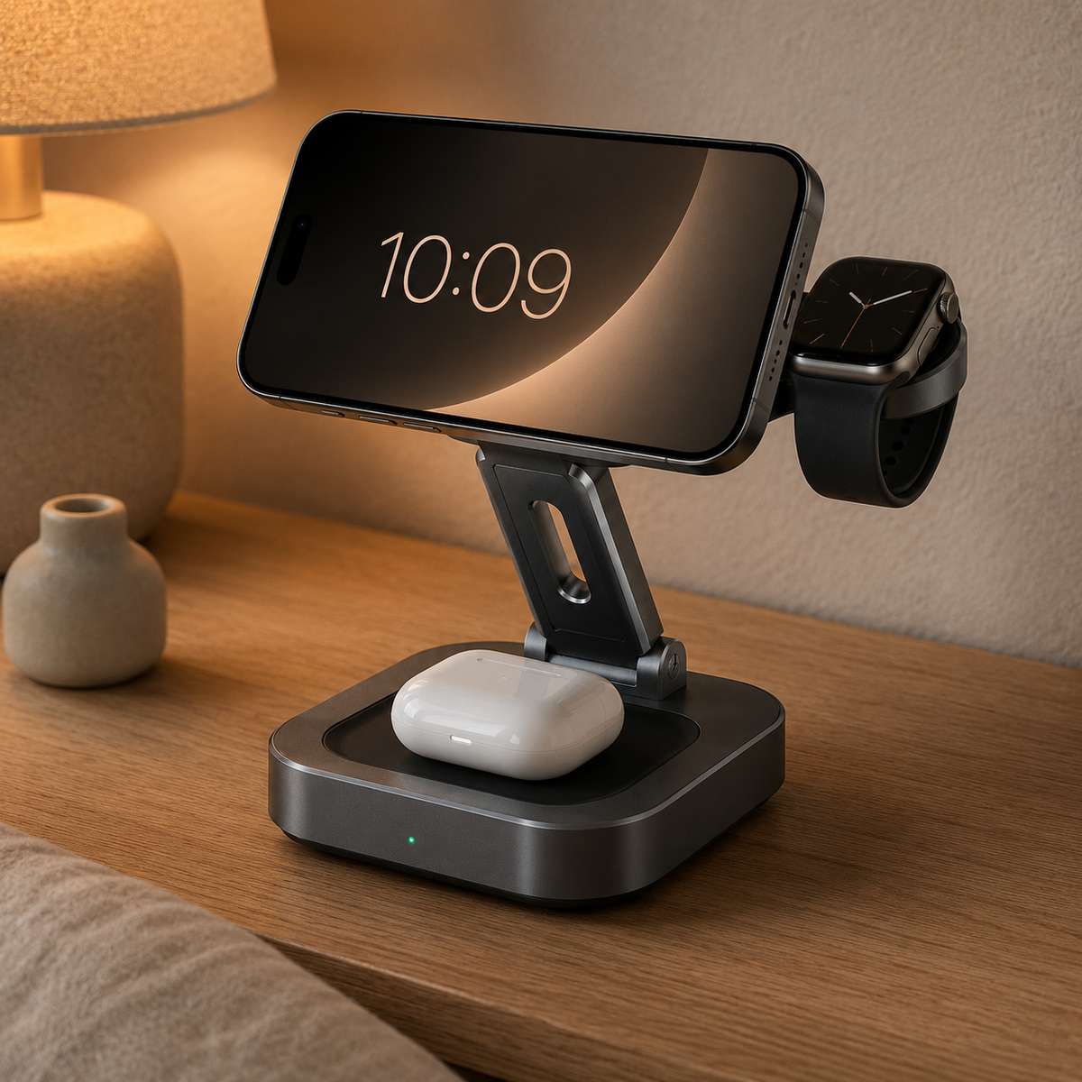 3-in-1 Foldable Magnetic Wireless Charger with 20W Adapter for iPhone, Apple Watch and AirPods