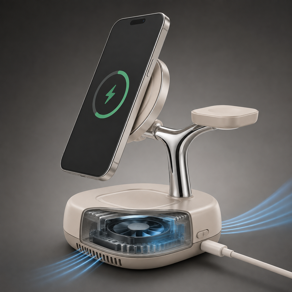 Qi2.2 25W 3 in 1 Magnetic Wireless Charging Station with 45W Adapter Sand