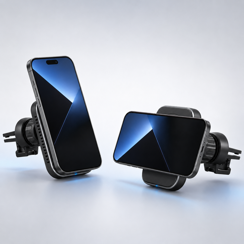 25W Qi2 Magnetic Car Charger Mount with Active Cooling, Vent Clip and 60W Adapter for iPhone 12-17